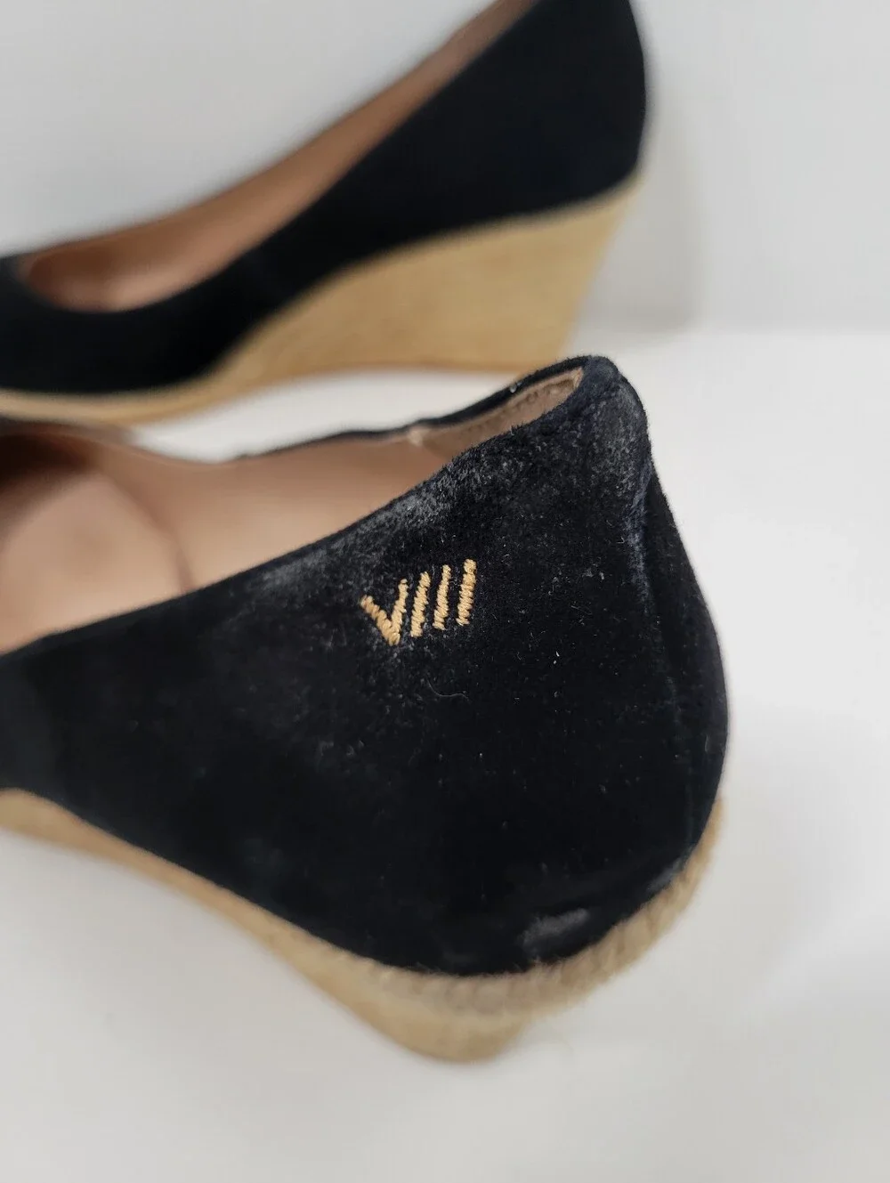 Viscata Black Velvet Wedge Heel Shoes Women's Size 41 US 10